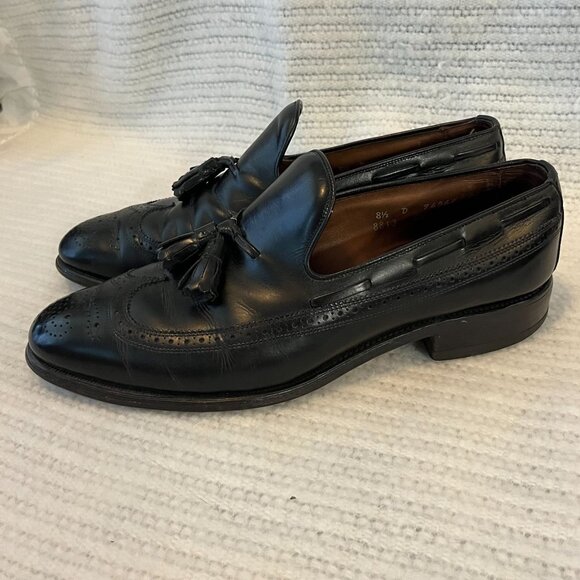 Allen Edmonds Berwick Tasseled Wing TIp Slip-on Black Loafers Vintage Size 8.5 B - Picture 6 of 10